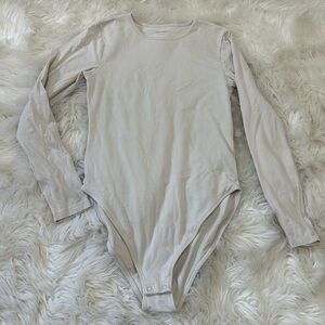 Old Navy Light Beige Long Sleeve Bodysuit